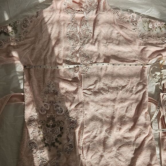Royal Home Women's Embroidery Robe Set With Face Cloth & Hand Towel Medium Pink - Picture 7 of 16